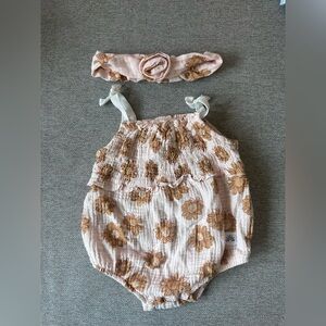 Floral Baby Romper and Headband Set